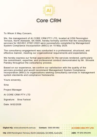 AI CORE CRM PTY LTD